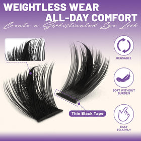QUAFFLY lash clusters kit with brushes for grooming