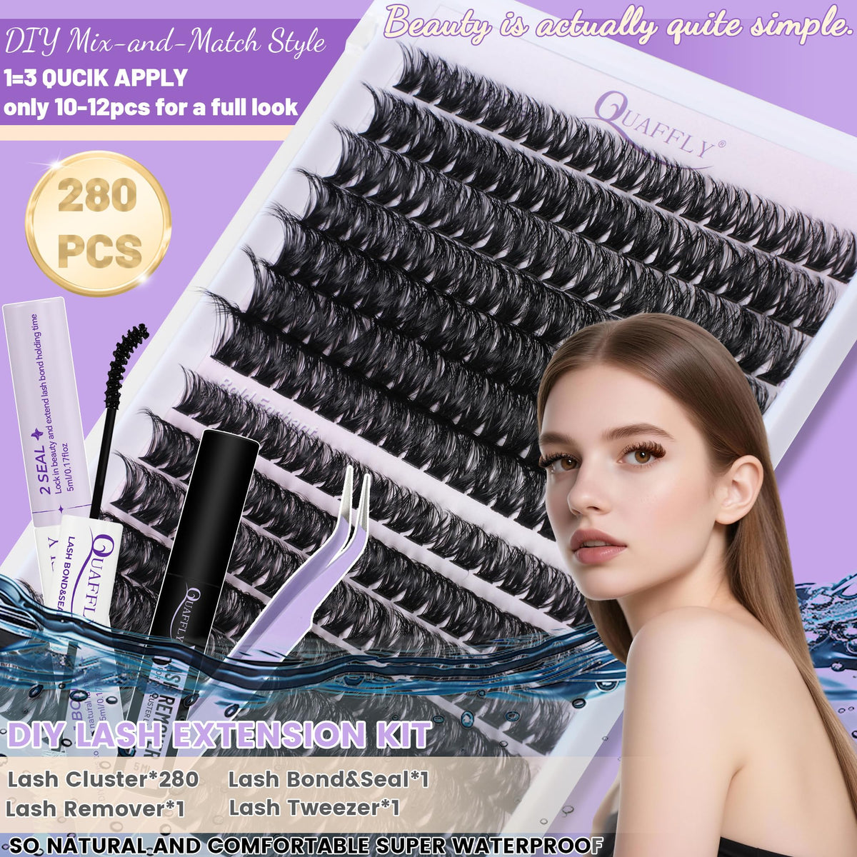 QUAFFLY Lash Clusters Kit with lash bond and seal