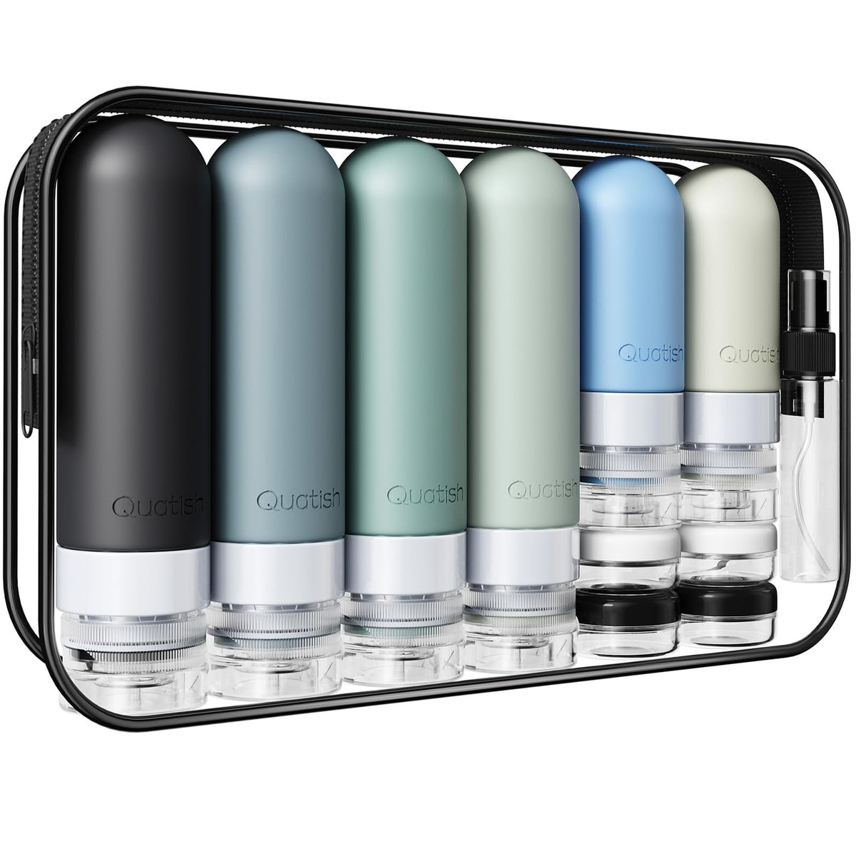 Quatish 20 Pack Travel Bottles Kit with toiletry bag and accessories
