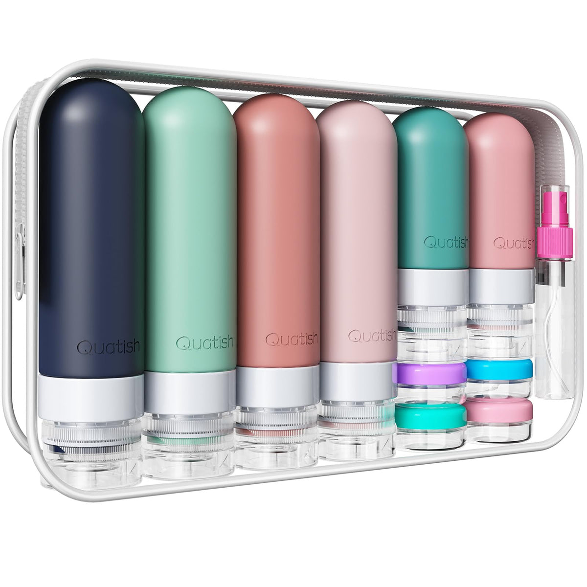 Quatish 20 Pack Travel Bottles Kit with toiletry bag and silicone bottles