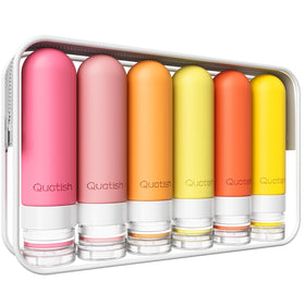 Quatish Travel Bottles 6 pack front view in macaron colours