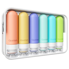 Quatish Travel Bottles 6 pack front view with various colours