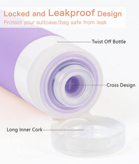 Quatish Travel Bottles showing leakproof cap design