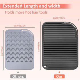 Quccefods mat in use with various hair styling tools