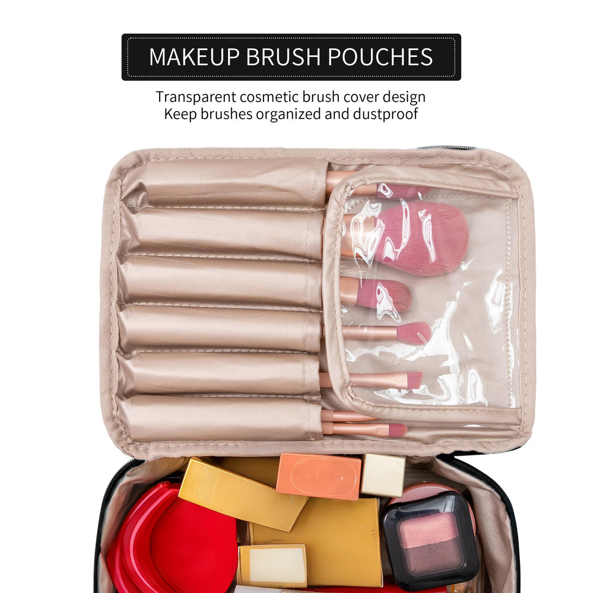 Queboom Travel Makeup Bag in a suitcase for travel