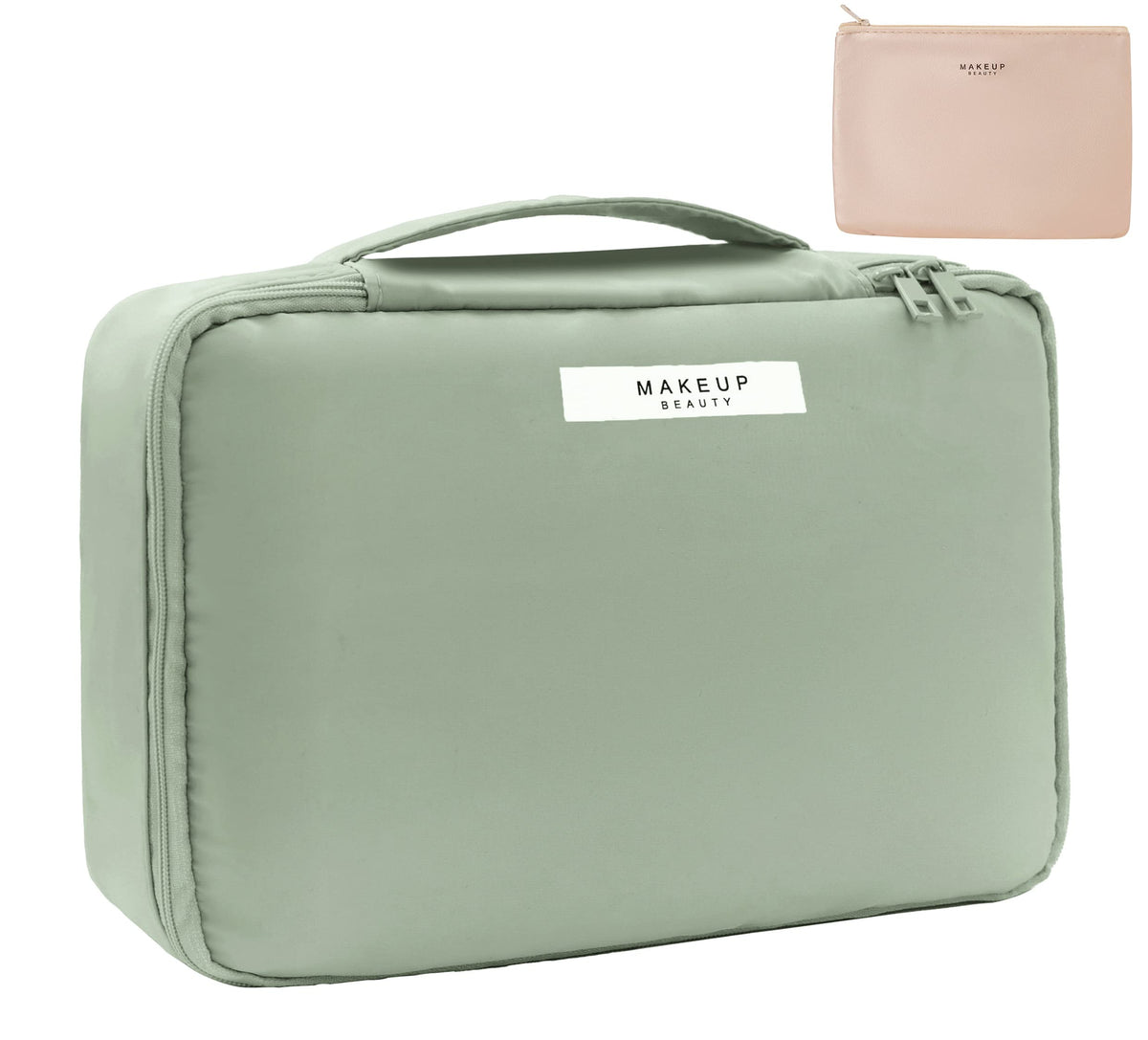 Queboom Travel Makeup Bag in green front view