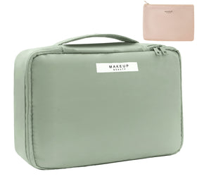 Queboom Travel Makeup Bag in green front view