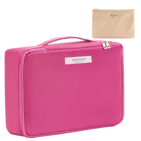 Queboom Travel Makeup Bag in rosy colour, front view