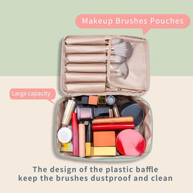 Queboom Travel Makeup Bag in use during travel