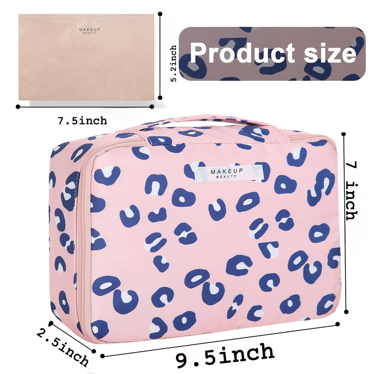 Queboom Travel Makeup Bag open view with compartments