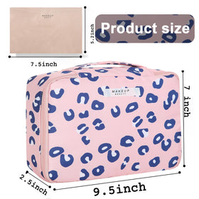 Queboom Travel Makeup Bag open view with compartments