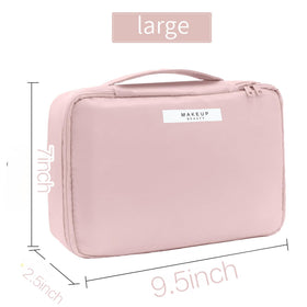 Queboom Travel Makeup Bag packed for travel in suitcase