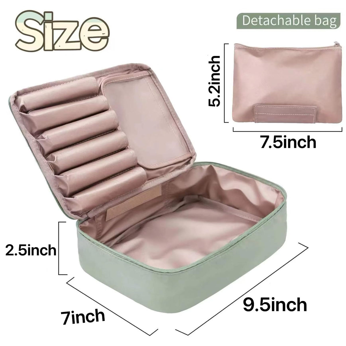 Queboom Travel Makeup Bag showing interior compartments