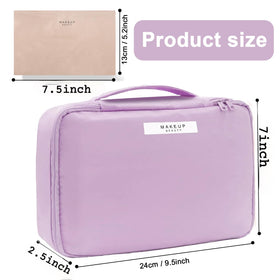 Queboom Travel Makeup Bag showing interior compartments