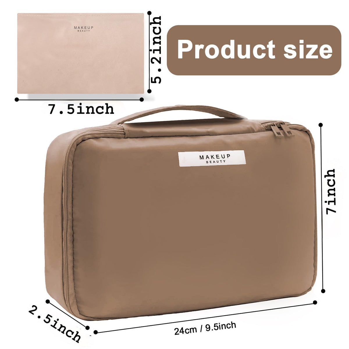 Queboom Travel Makeup Bag showing large capacity and compartments