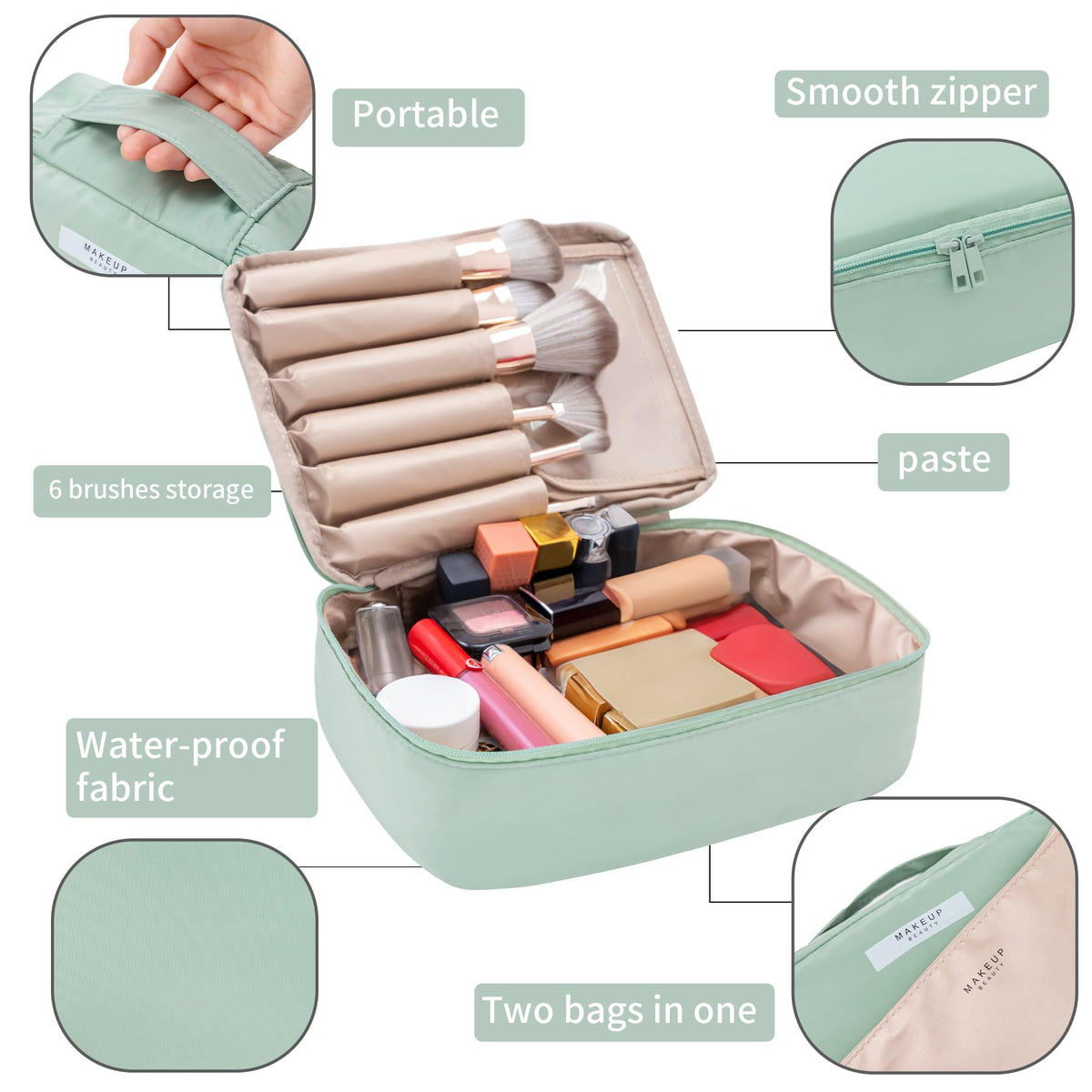 Queboom Travel Makeup Bag side view