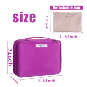 Queboom Travel Makeup Bag violet interior view showing waterproof lining