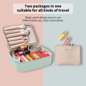 Queboom Travel Makeup Bag with detachable small bag