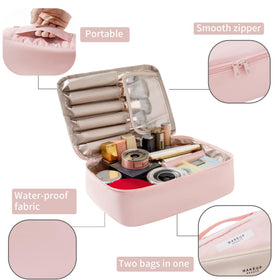 Queboom Travel Makeup Bag with small detachable bag
