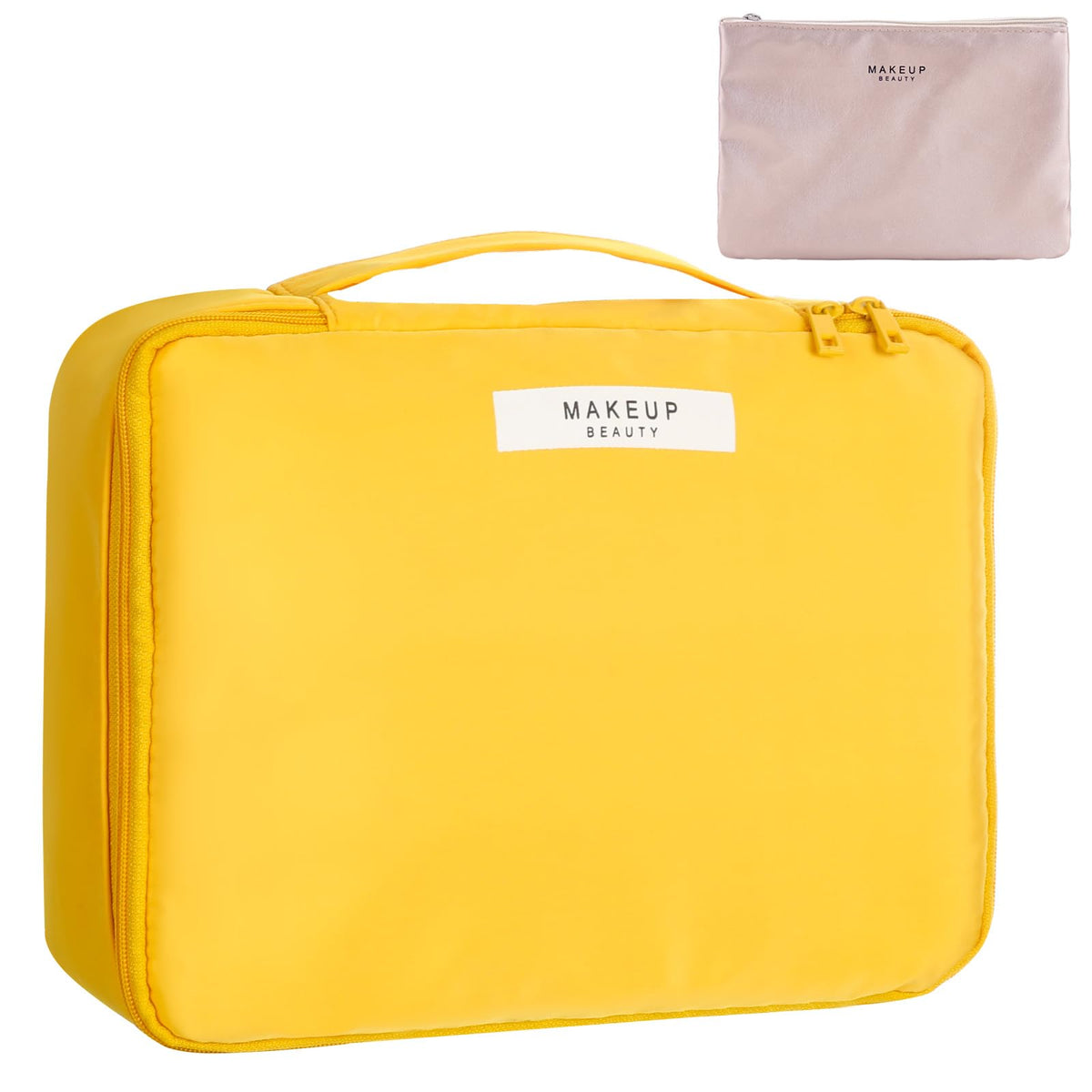 Queboom Travel Makeup Bag yellow front view