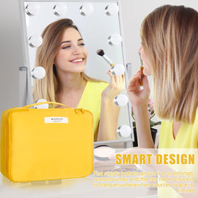 Queboom Travel Makeup Bag yellow with zippers