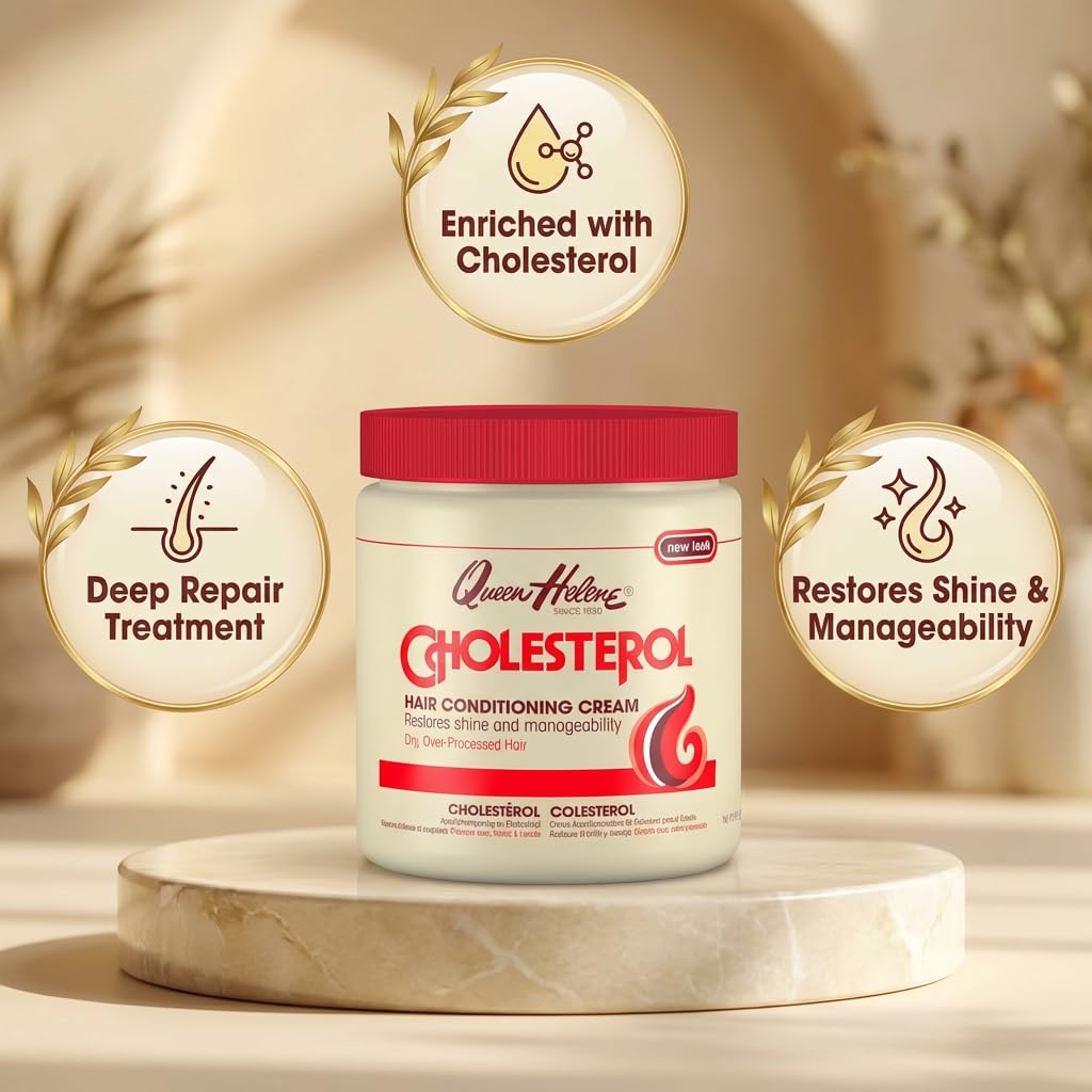 Queen Helene Cholesterol Hair Conditioning Cream 15 oz jar back view