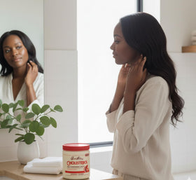 Queen Helene Cholesterol Hair Conditioning Cream jar with ingredients list