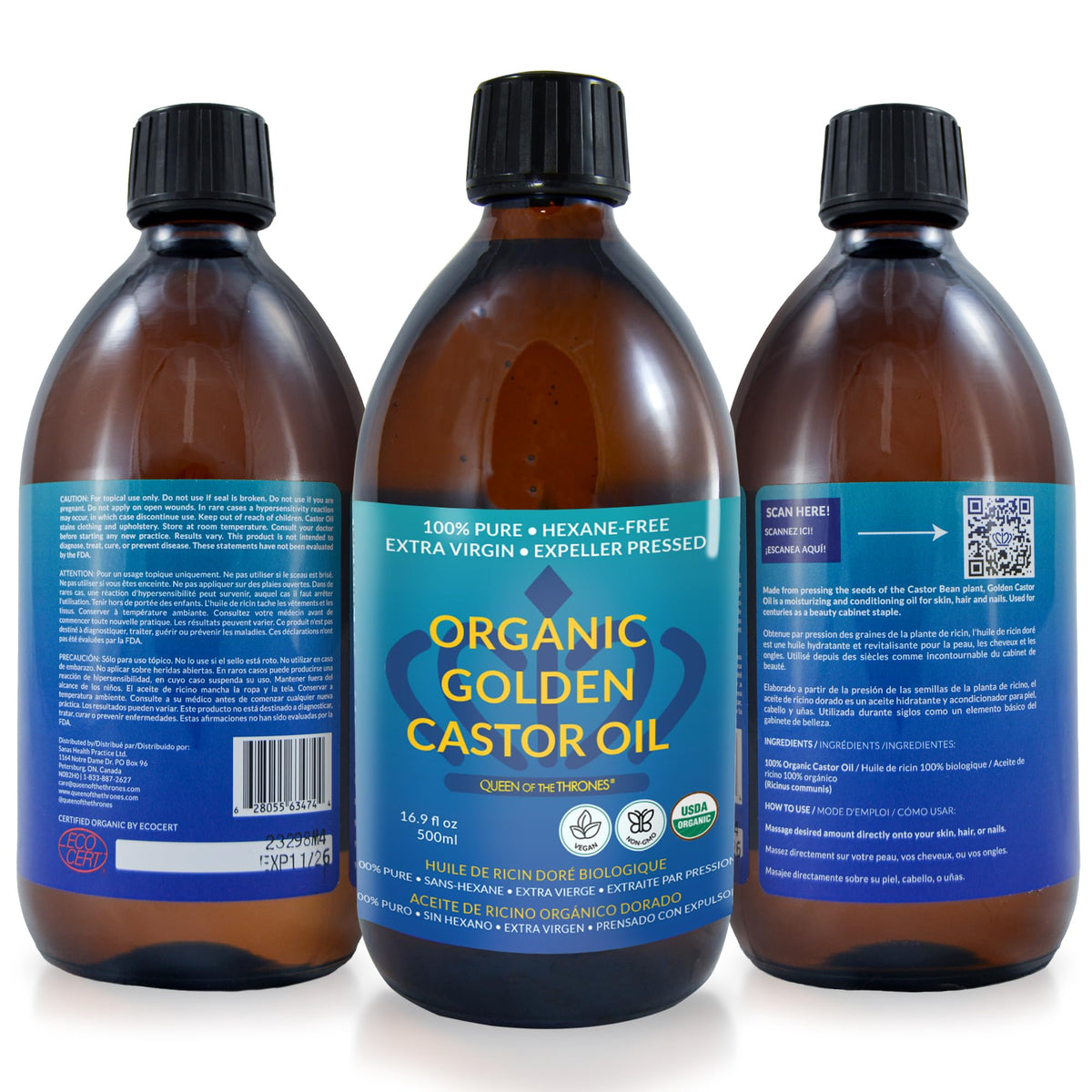 QUEEN OF THE THRONES Organic Golden Castor Oil for skincare