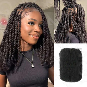 QUEEN VIRGIN REMY Afro Kinky Bulk Hair 16inch natural black front view