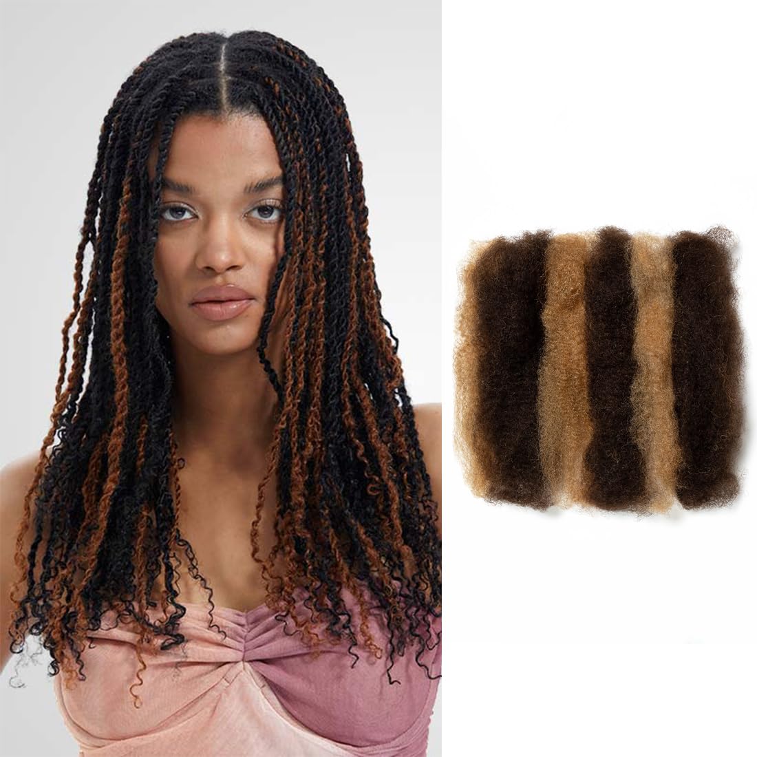 QUEEN VIRGIN REMY Afro Kinky Bulk Hair in natural colour