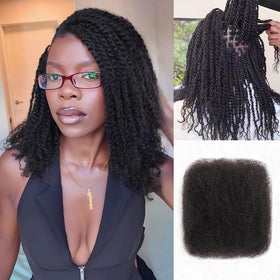 QUEEN VIRGIN REMY Afro Kinky Bulk Human Hair 20 inches natural black front view