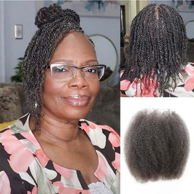 QUEEN VIRGIN REMY Afro Kinky Bulk Human Hair 50g Salt and Pepper front view