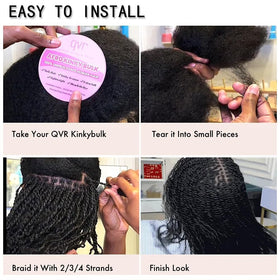 QUEEN VIRGIN REMY Afro Kinkys Bulk Human Hair grey 14 inches back view
