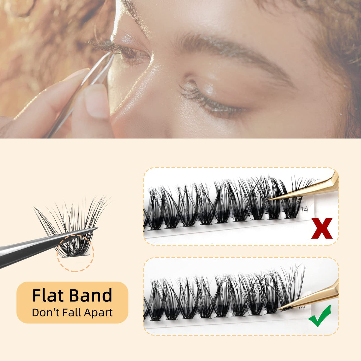 QUEWEL Cluster Lashes 240Pcs application with tweezers
