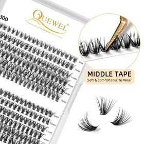 QUEWEL Cluster Lashes 240Pcs close-up of individual lashes