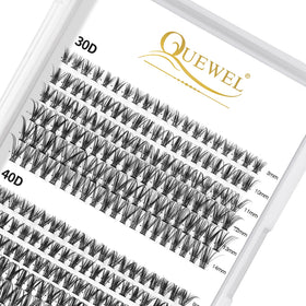 QUEWEL Cluster Lashes 240Pcs front view with mixed lengths