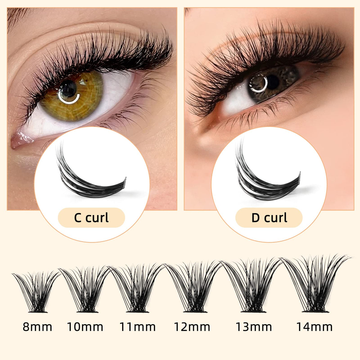 QUEWEL Cluster Lashes 240Pcs on a model's eyes