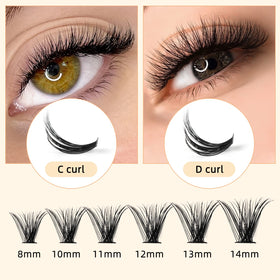 QUEWEL Cluster Lashes 240Pcs on a model's eyes