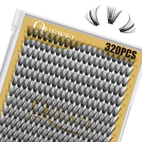 QUEWEL Lash Clusters 320Pcs close-up of C Curl lashes