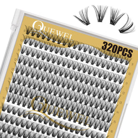 QUEWEL Lash Clusters 320Pcs showing various lash lengths