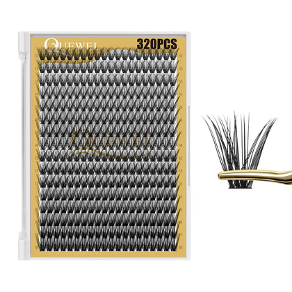 QUEWEL Lash Clusters 320Pcs tray front view