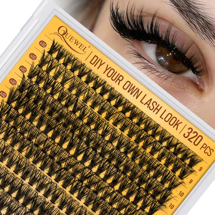 QUEWEL Lash Clusters 320Pcs tray front view