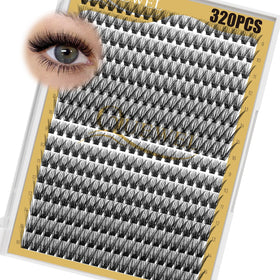 QUEWEL Lash Clusters 320Pcs tray with various lengths and curls