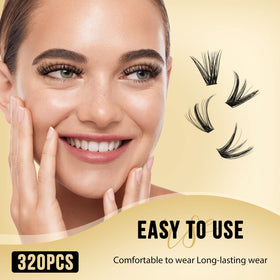 QUEWEL Lash Clusters displayed on a makeup table