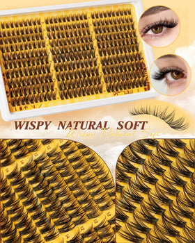 QUEWEL Lash Clusters Kit 300PCS C Curl lash clusters close-up