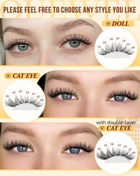 QUEWEL Lash Clusters Kit 300PCS in use on model's eyes