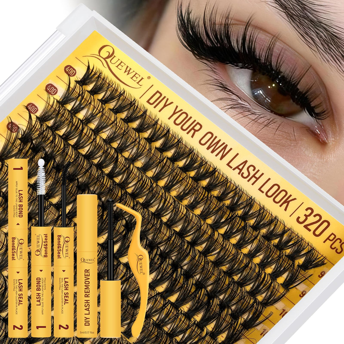 QUEWEL Lash Clusters Kit 320 Pcs front view