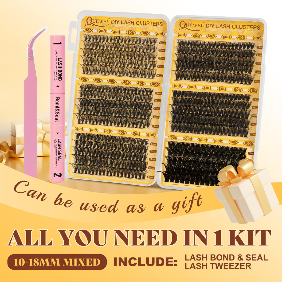 QUEWEL Lash Clusters Kit compact packaging for travel