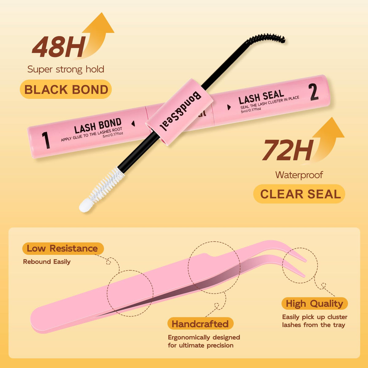 QUEWEL Lash Clusters Kit showing 30D to 100D density options