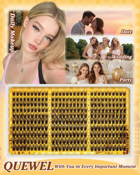 QUEWEL Lash Clusters Kit with application tools displayed
